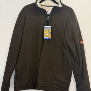🟤 NWT Orvis Sherpa-Lined Quarter Zip Pullover – Men’s Large